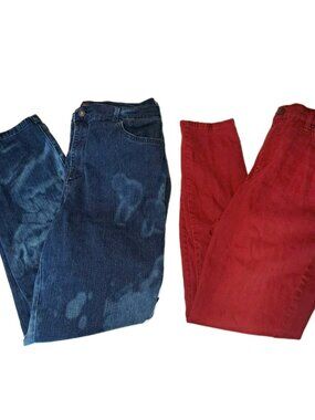 Gloria Vanderbilt Women's Size 14 Blue And Red Jeans 34x30 Lot Of Two